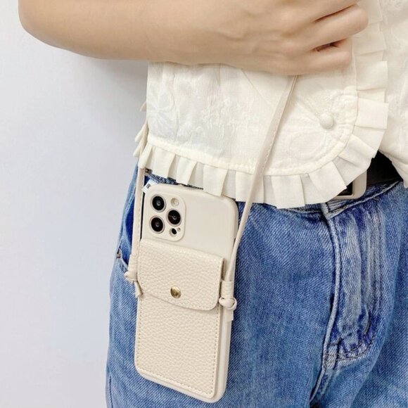 Card Slot & Strap Decor Case Compatible With iPhone Beige / 11 Pro Max - Picture 2 of 4